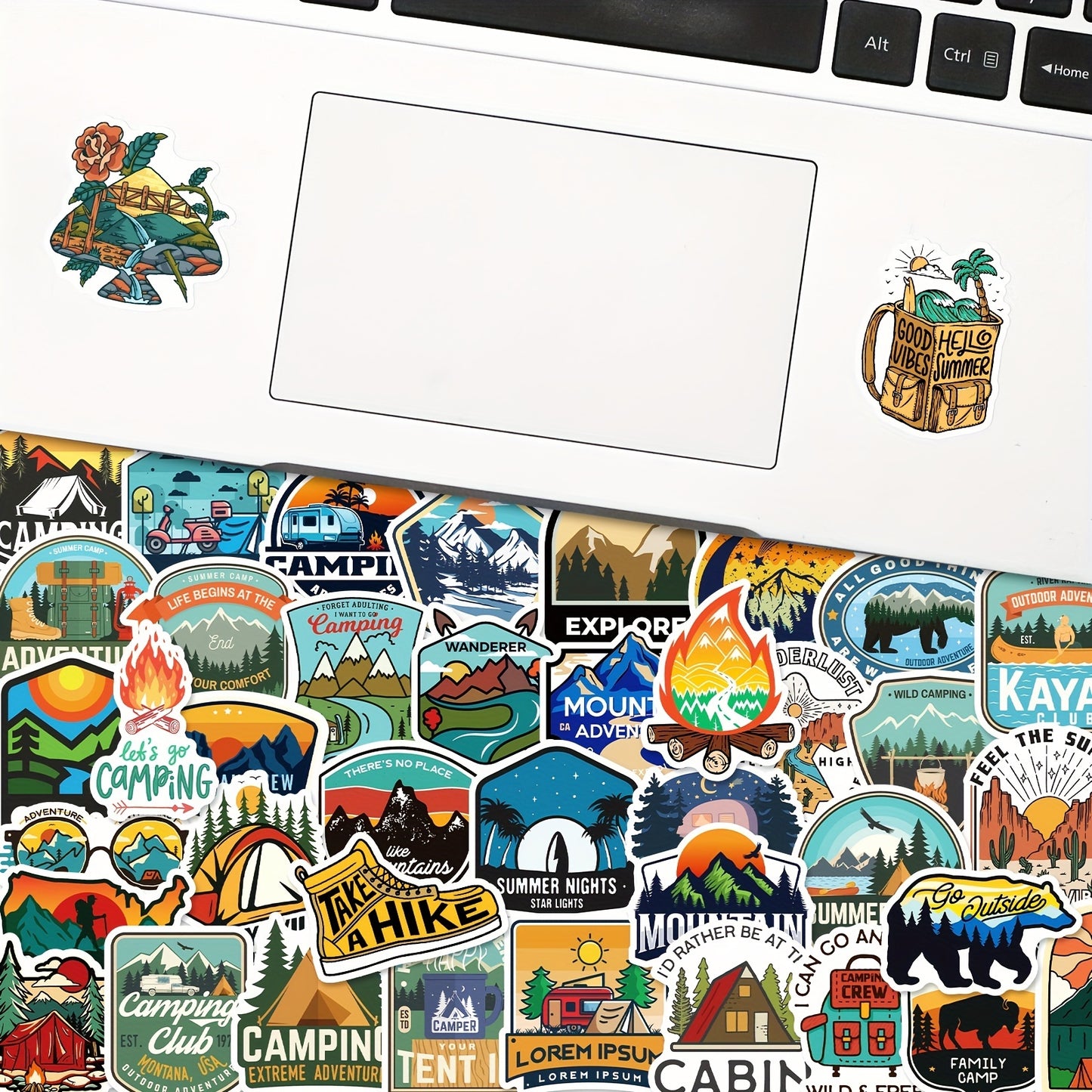 50pcs Outdoor Hiking Adventure Camping Stickers Pack, Waterproof Vinyl Travel Wildlife Stickers For Water Bottle Laptop Cup Car, Wilderness Nature Decals For Camper Adults - Digital Edges | Online Electronics Store