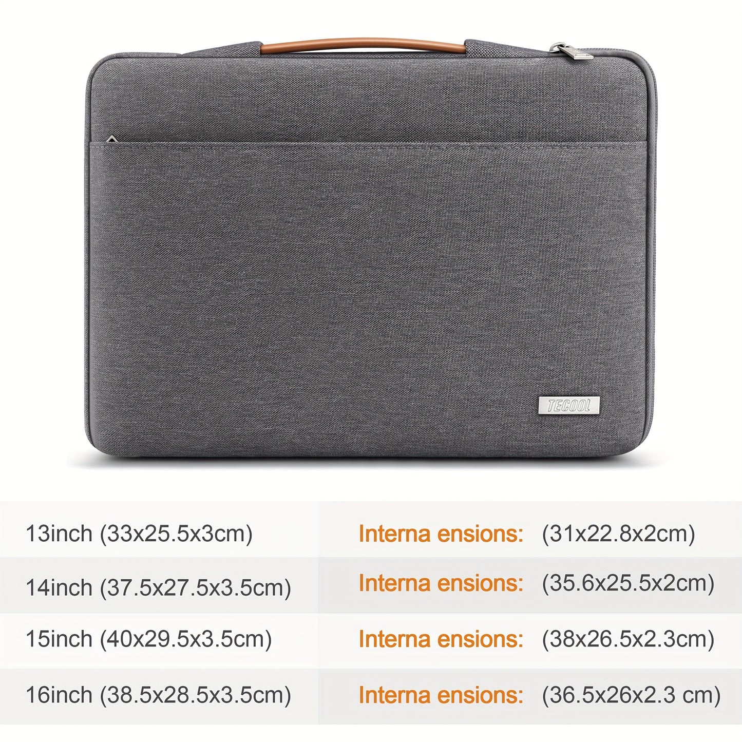 Laptop Sleeve Case For 13 14 15 40.64 Cm MacBook, Lenovo Think book, ThinkPad, Idea pad, Huawei Matebook, HP Dell Acer, Splashproof Soft Lining Corner Protection Carry Bag For Work And School With Pocket And Retractable Handle,Dark Grey - Digital Edges | Online Electronics Store