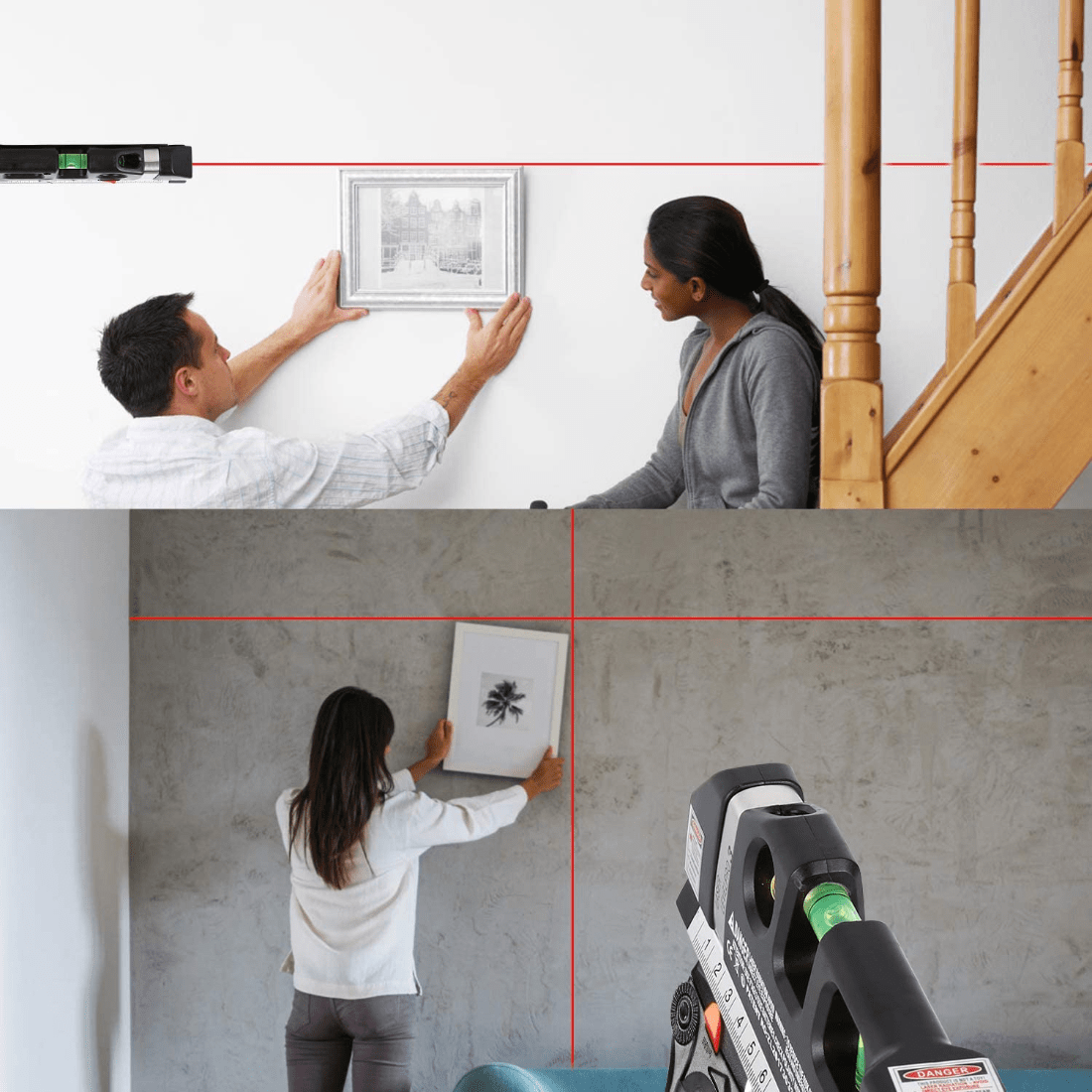 Black Laser Level, Multipurpose Cross Line Laser, 8 Feet Measure Tape Ruler Adjusted Standard And Metric Rulers For Hanging With Metal Tripod Stand - Digital Edges | Online Electronics Store