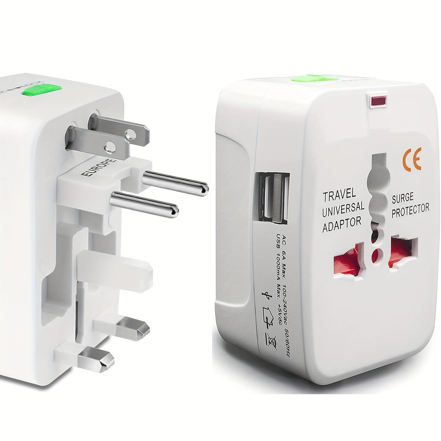 All In One Travel Wall Charger Plug Adapter (Smart High Speed 2 USB Charging Ports) USA EU UK France Italy Australia India Outlets - Digital Edges | Online Electronics Store