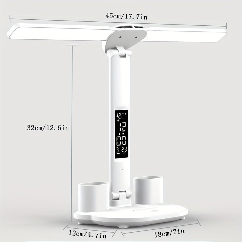 Table Lamp, LED Double-headed Multifunction Foldable Touch With Calendar Clock USB Desk Lamp - Digital Edges | Online Electronics Store