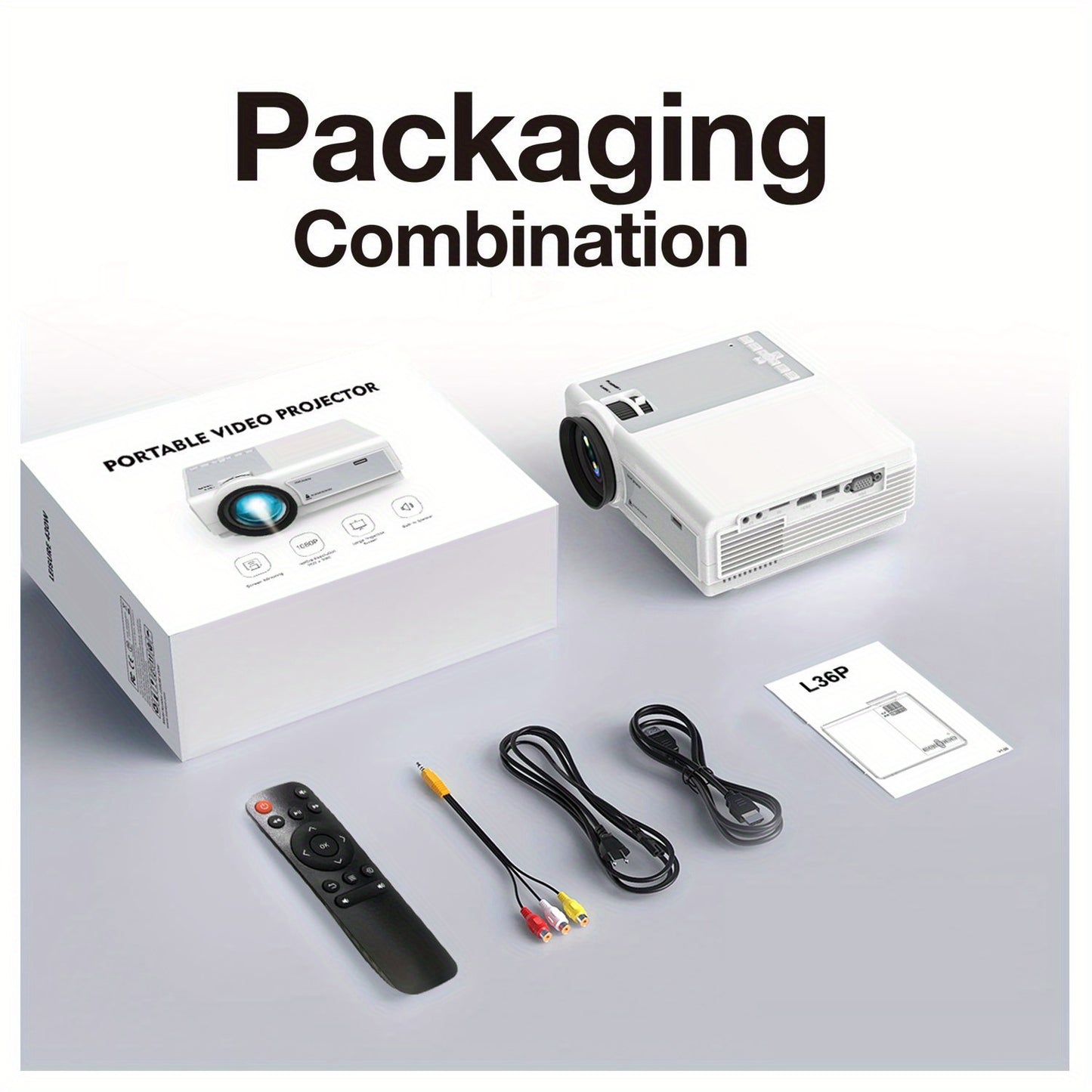 Projector With WIFI And BT, Full HD 1080P Mini Projector