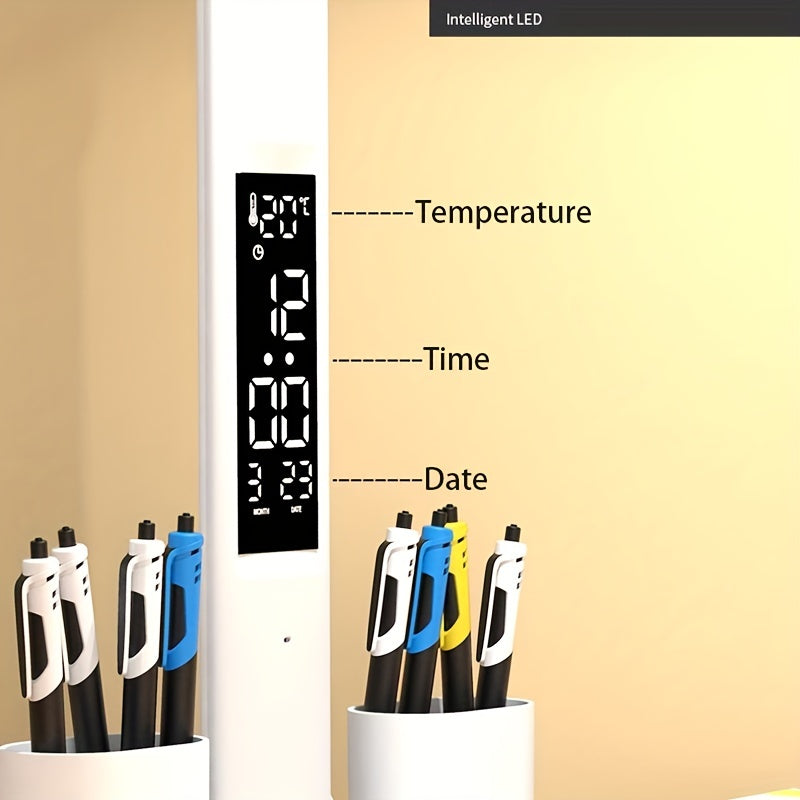 Table Lamp, LED Double-headed Multifunction Foldable Touch With Calendar Clock USB Desk Lamp - Digital Edges | Online Electronics Store
