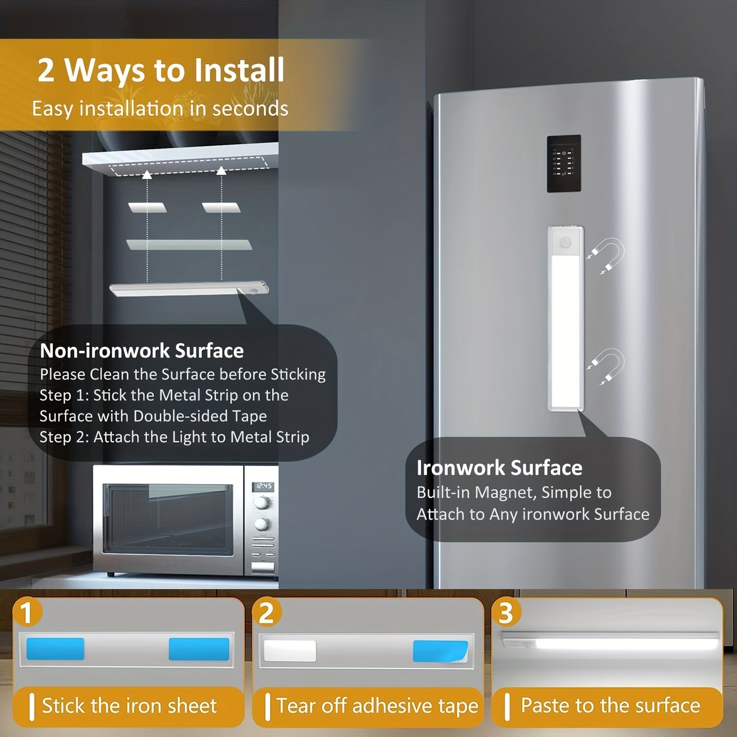 1pc LED Motion Sensor Cabinet Light, Under Counter Closet Lighting - Digital Edges | Online Electronics Store