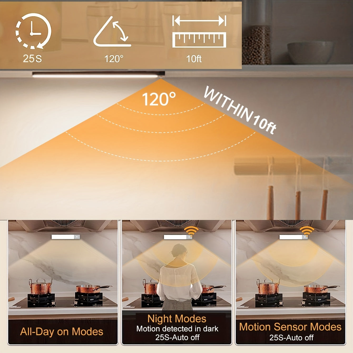 1pc LED Motion Sensor Cabinet Light, Under Counter Closet Lighting - Digital Edges | Online Electronics Store