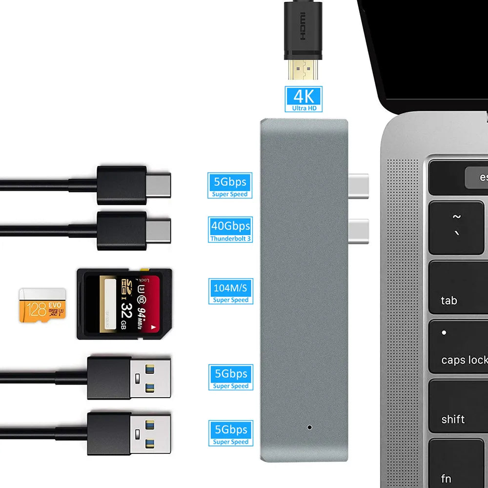 USB 3.1 Type-C Hub to HDMI Adapter 4K Thunderbolt 3 USB C Hub 3.0 TF SD Reader Slot PD For MacBook Air Pro M2 M1 Chip - Digital Edges | Online Electronics Store