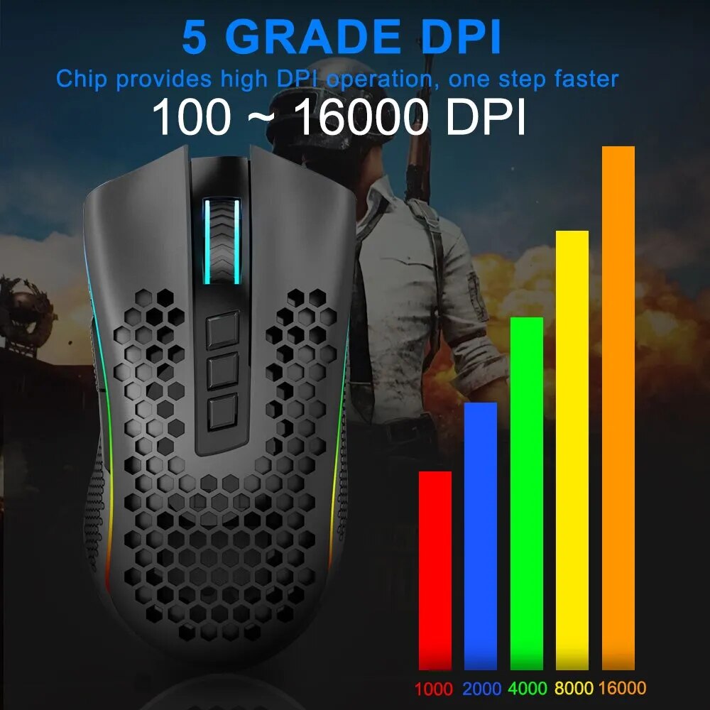 REDRAGON Storm Pro M808-KS RGB USB 2.4G Wireless Gaming Mouse 16000 DPI Programmable Ergonomic for Computer Gamer Mice Laptop PC - Digital Edges | Online Electronics Store