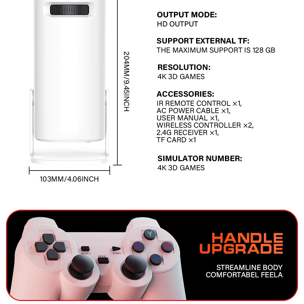 P30 Max Projector HD 1080P Android 11 Projector Video Game Console With 2 Wireless Game Controllers Built-in 3000 Games