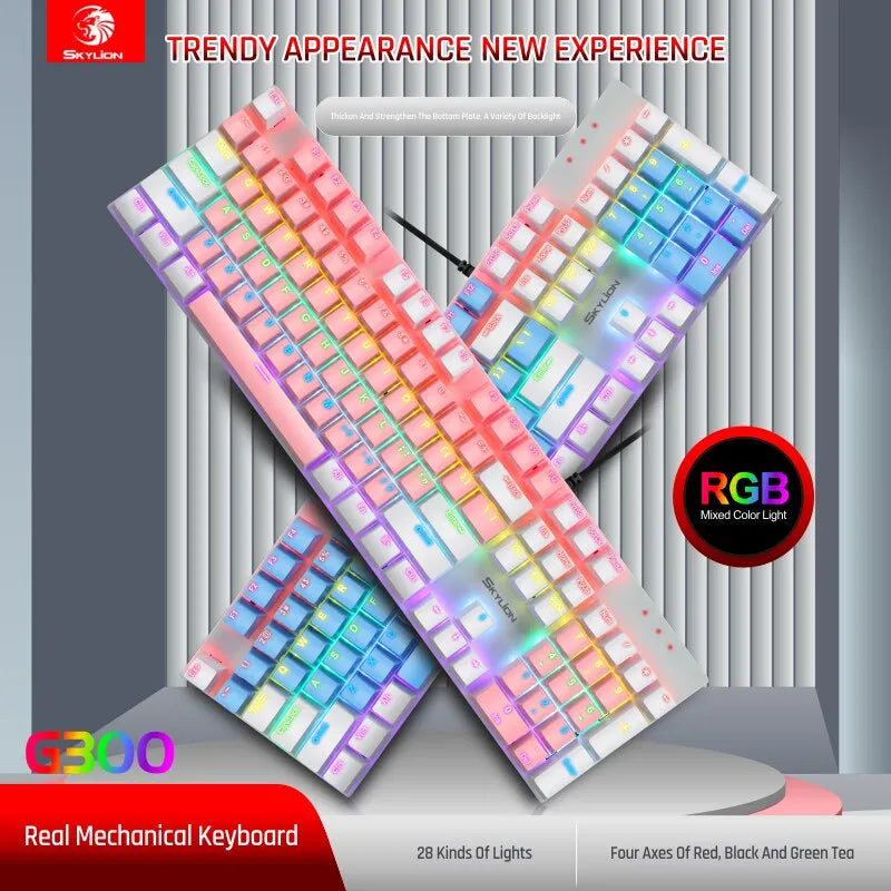 SKYLION G300 Wired Mechanical Keyboard 28 Kinds of Colorful Lighting Gaming and Office For Windows and IOS System - Digital Edges | Online Electronics Store