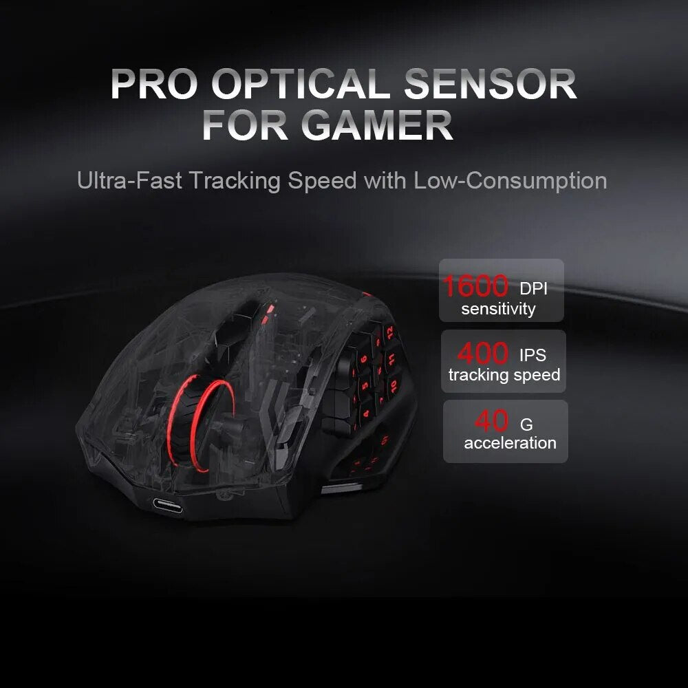 REDRAGON Impact Elite M913 RGB USB 2.4G Wireless Gaming Mouse 16000 DPI 16 Buttons Programmable Ergonomic for Gamer Mice PC - Digital Edges | Online Electronics Store