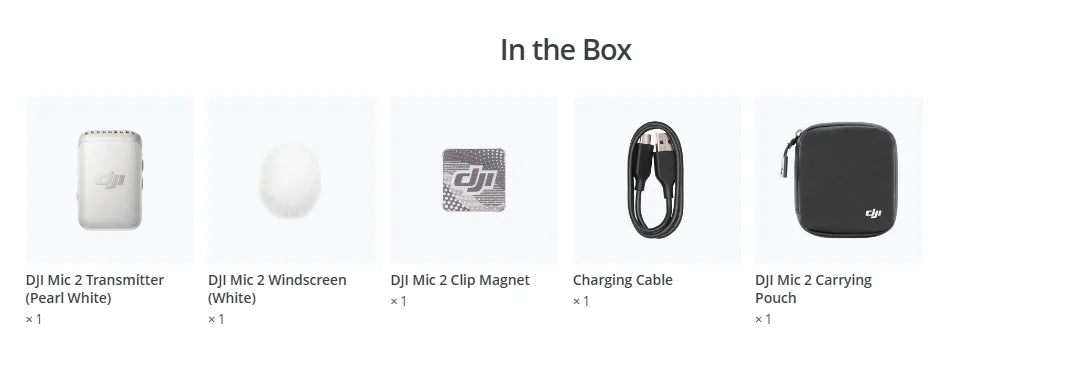 DJI Mic 2 Wireless Microphone with Intelligent Noise Cancelling 32-bit Float Internal Recording Optimized Sound 250m Range