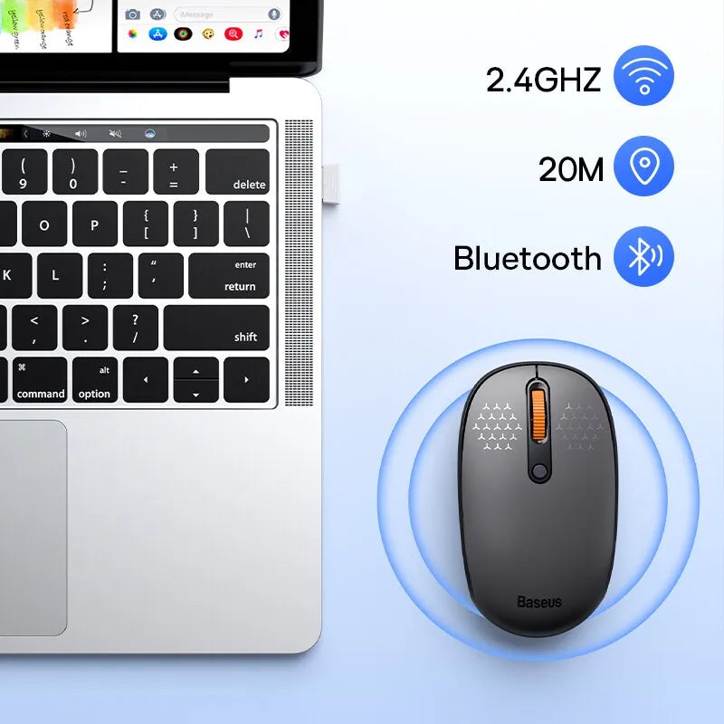 Baseus F01B Mouse Wireless Bluetooth 5.0 Mouse 1600 DPI Silent Click For MacBook Tablet Laptop PC Gaming Accessories - Digital Edges | Online Electronics Store