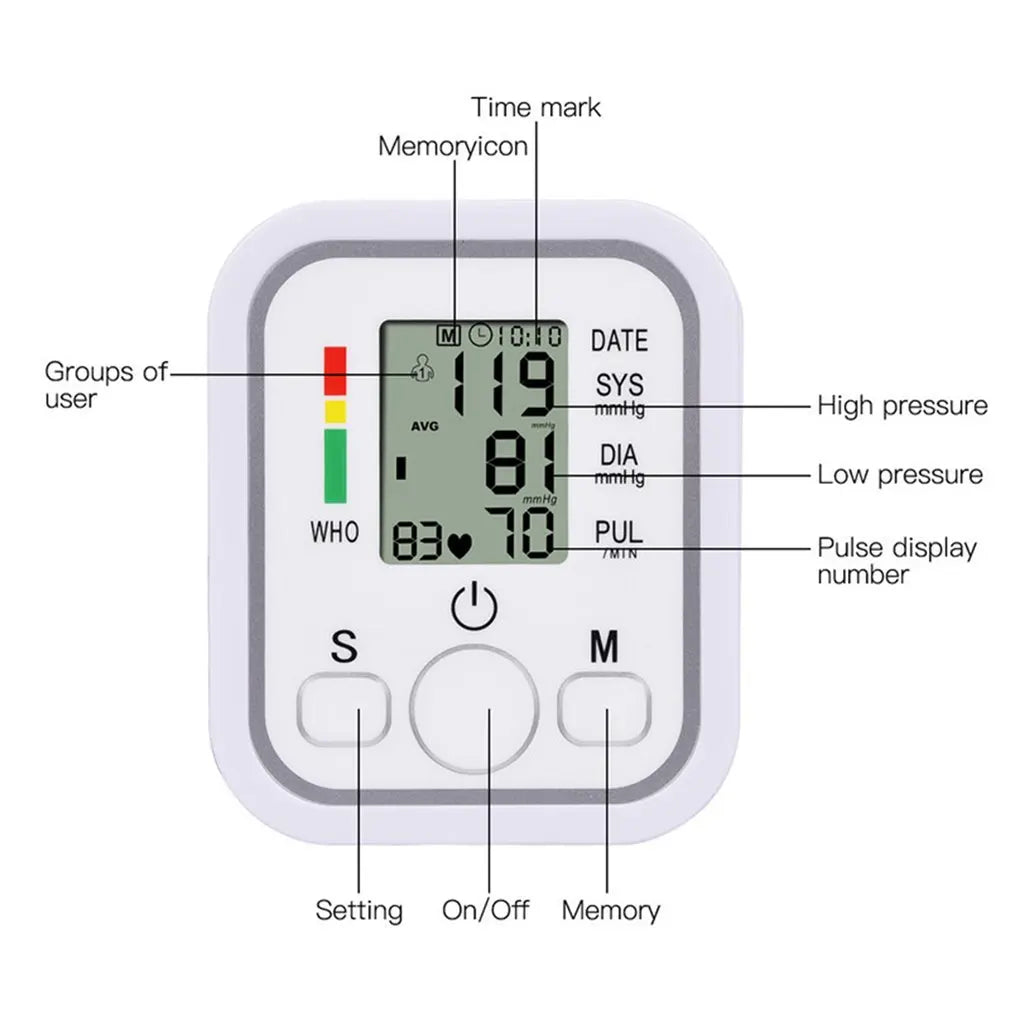 Hemato manometer Digital Wrist Monitors Pulse Heart Beat Rate Meter Device Medical Equipment Sphygmomanometer With USB Cable - Digital Edges | Online Electronics Store