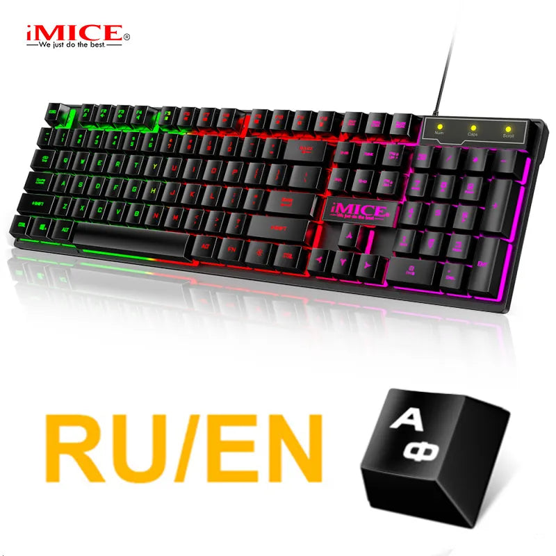 Russian EN Keyboard RGB Backlight Keyboard 104 Keys