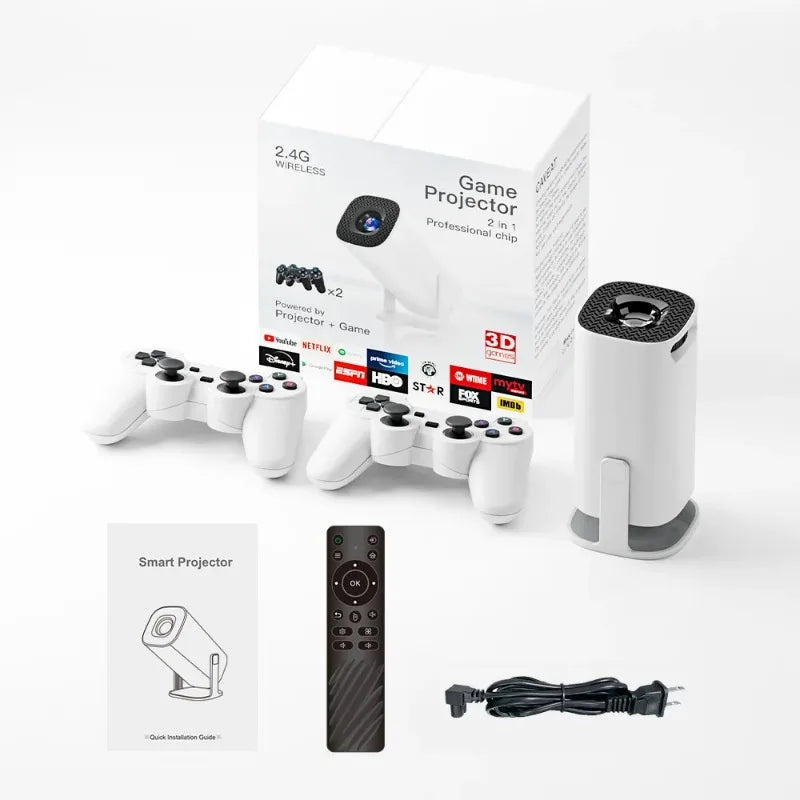 P30 Max Projector HD 1080P Android 11 Projector Video Game Console With 2 Wireless Game Controllers Built-in 3000 Games