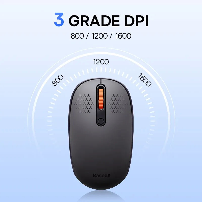 Baseus F01B Mouse Wireless Bluetooth 5.0 Mouse 1600 DPI Silent Click For MacBook Tablet Laptop PC Gaming Accessories - Digital Edges | Online Electronics Store