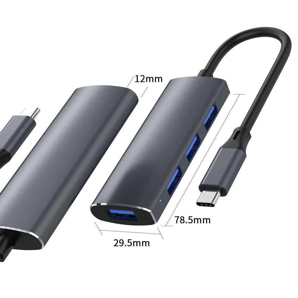 4 In 1 Docking Station Type C USB 3.0 Hub High Speed Transmission For Windows 8/ 7/10 Vista 32/64 Bit XP Macbook Linux Accessory - Digital Edges | Online Electronics Store
