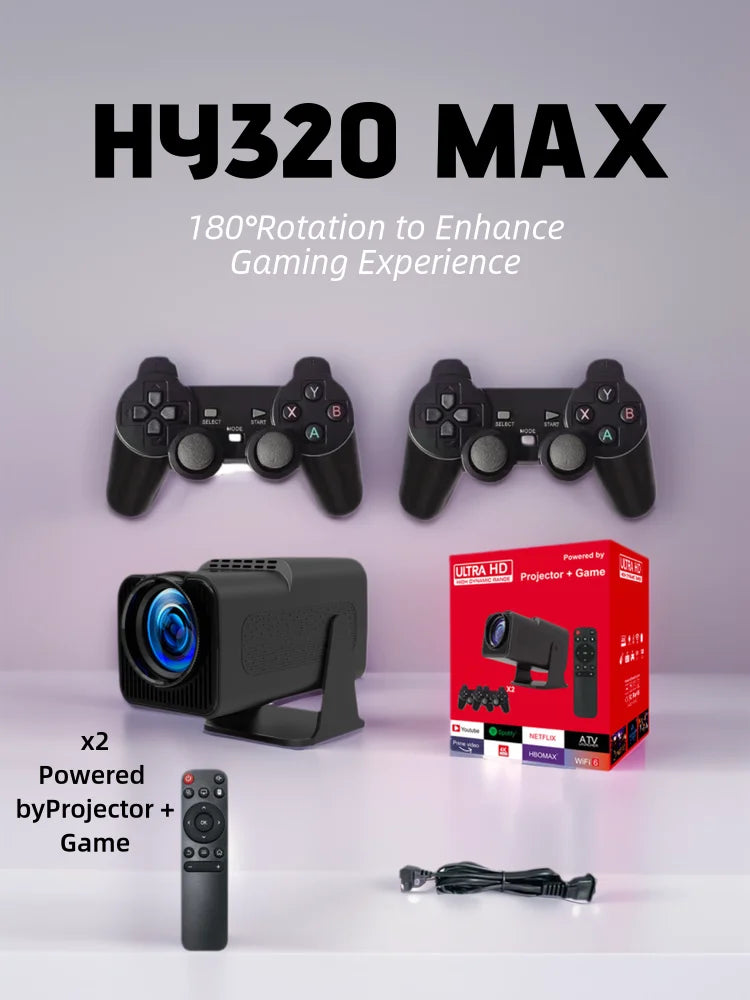 HY320MAX High Quality 400 ANSI Projector Enhances Your Gaming Experience with180°Rotation for Ultimate Visual Experience