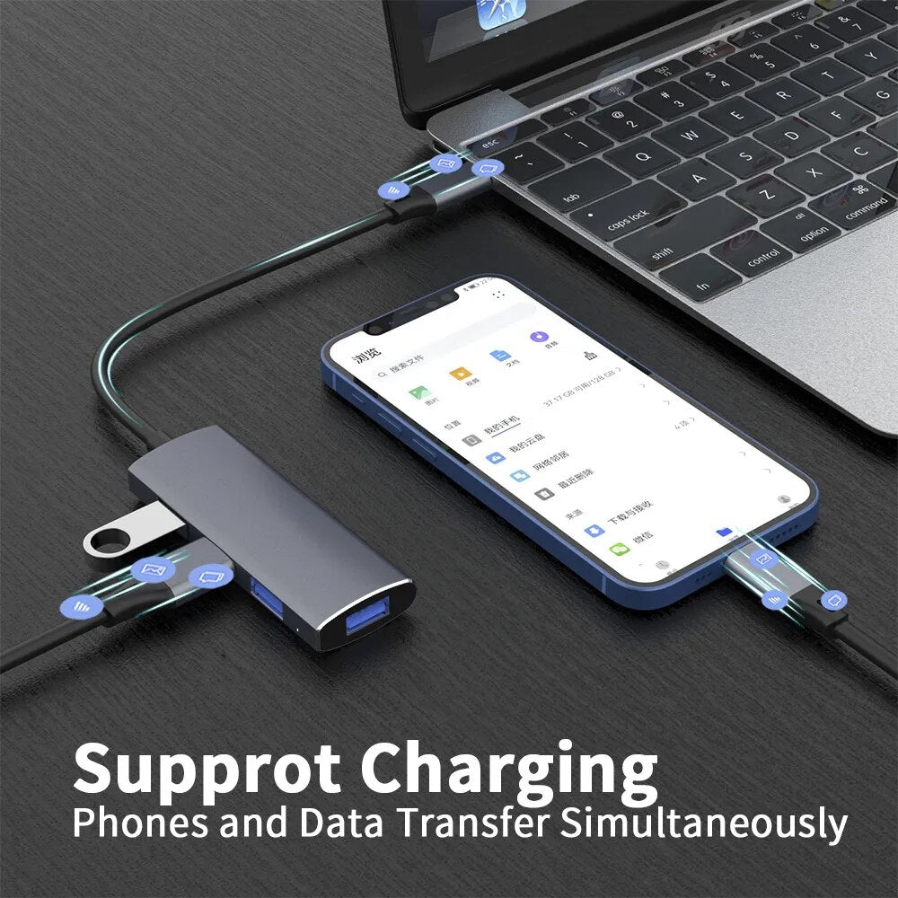 4 In 1 Docking Station Type C USB 3.0 Hub High Speed Transmission For Windows 8/ 7/10 Vista 32/64 Bit XP Macbook Linux Accessory - Digital Edges | Online Electronics Store