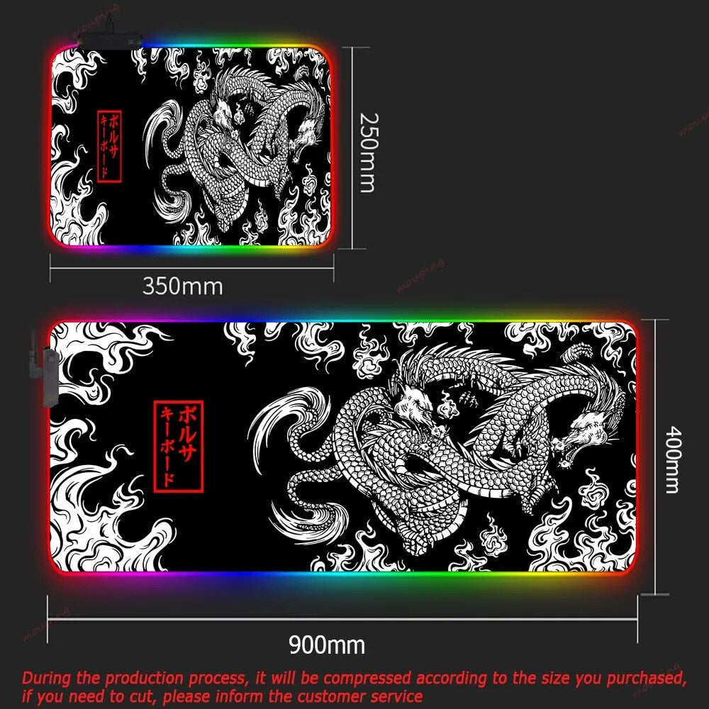 XXL RGB Gaming Mouse Pad Dragon Desk Mat HD Black Gamer Accessories Large LED Light MousePads PC Computer Carpet With Backlit - Digital Edges | Online Electronics Store