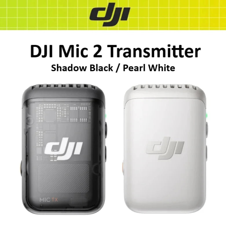 DJI Mic 2 Wireless Microphone with Intelligent Noise Cancelling 32-bit Float Internal Recording Optimized Sound 250m Range