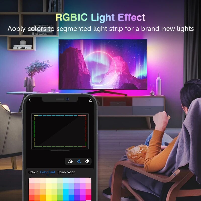 Wi-Fi Tv Led Backlight Rgb Tape Screen Color Sync Led Strip Light For 55-65 Inch Tv/Pc Compatible With Alexa & Google Assistant - Digital Edges | Online Electronics Store