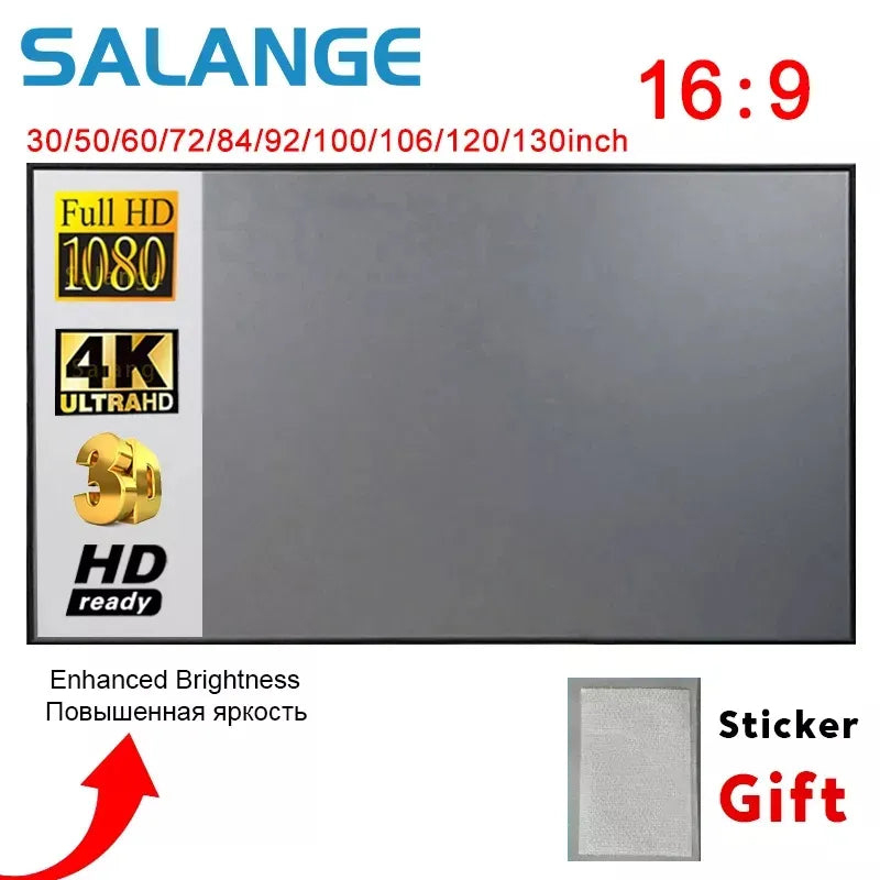 Salange Projector Screen,60 100 120 Inch Reflective Fabric Cloth