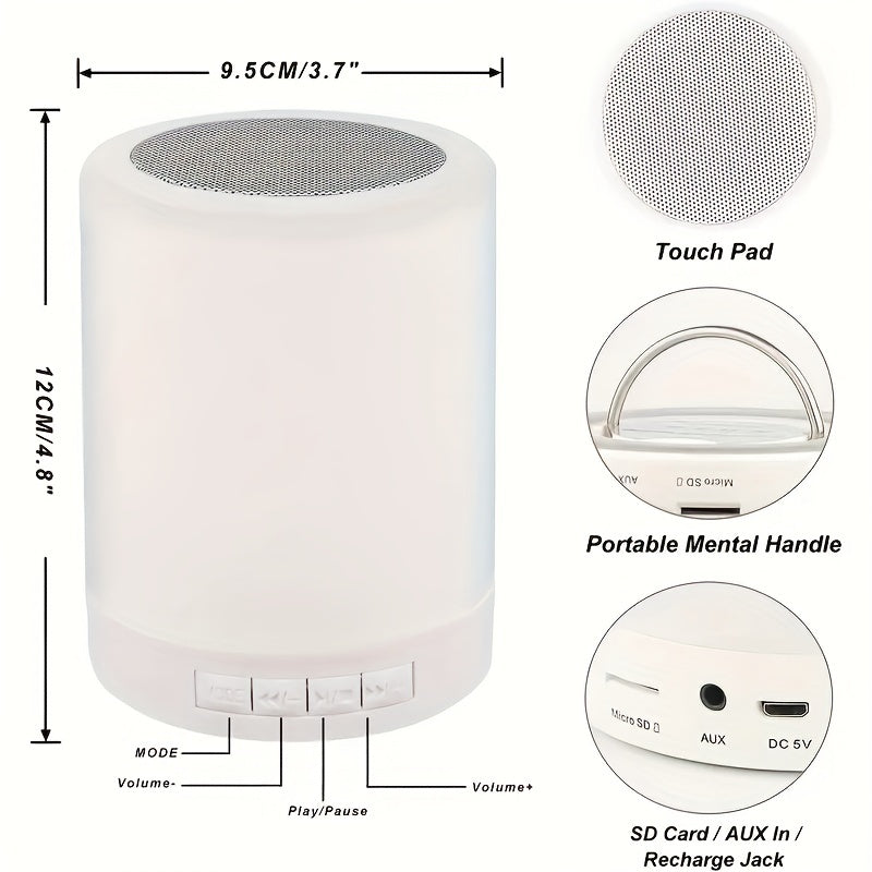 Night Light Speaker Wireless Portable Smart Touch Control Bedside Table Lamp With Colorful Led, Best Gift For Teens Kids Students Girlfriend Boyfriend Women Men - Digital Edges | Online Electronics Store