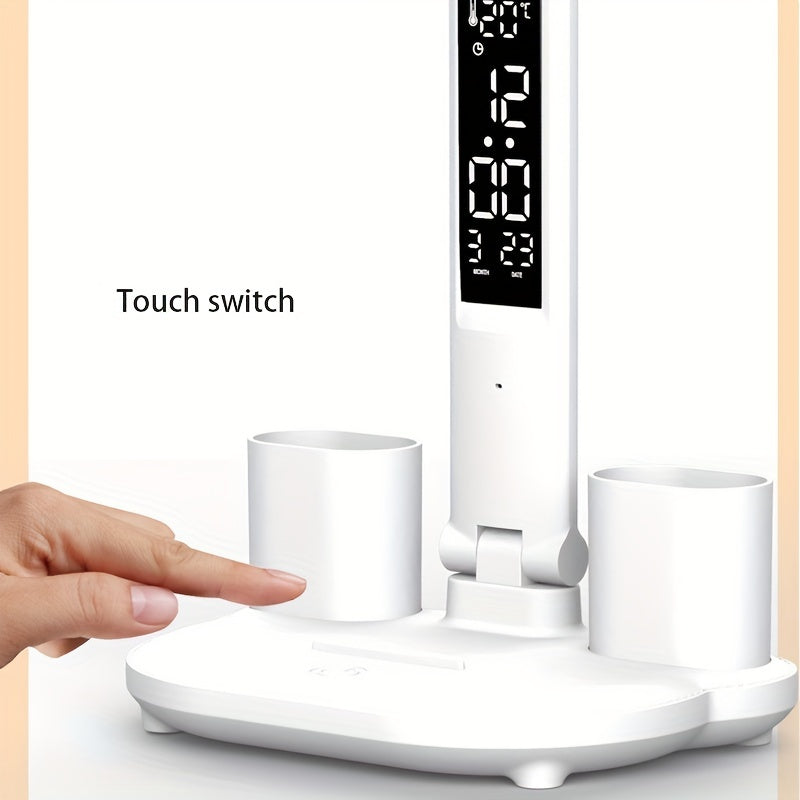 Table Lamp, LED Double-headed Multifunction Foldable Touch With Calendar Clock USB Desk Lamp - Digital Edges | Online Electronics Store