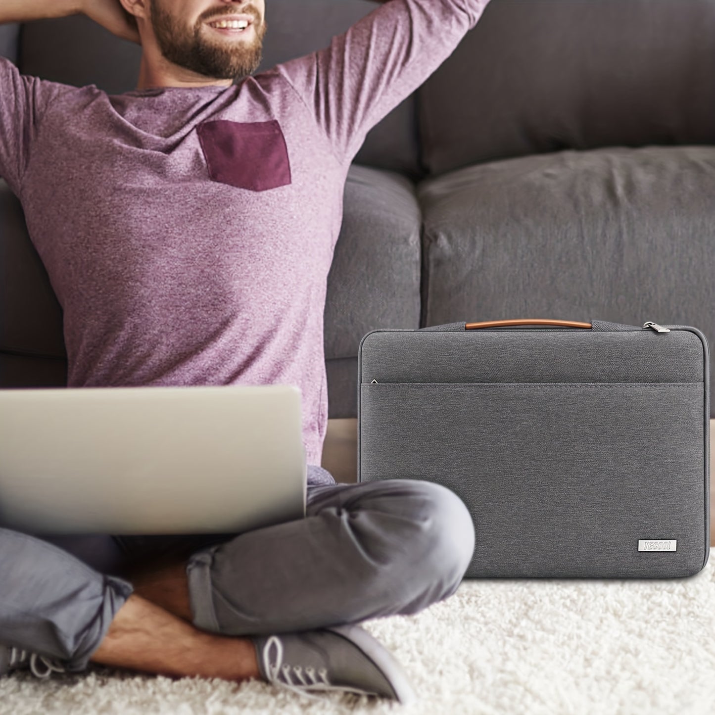 Laptop Sleeve Case For 13 14 15 40.64 Cm MacBook, Lenovo Think book, ThinkPad, Idea pad, Huawei Matebook, HP Dell Acer, Splashproof Soft Lining Corner Protection Carry Bag For Work And School With Pocket And Retractable Handle,Dark Grey - Digital Edges | Online Electronics Store