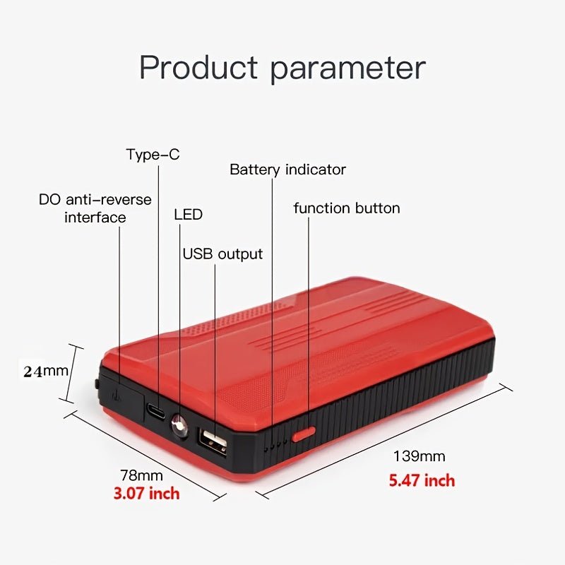 Best Car Jump Starter | Battery Power Bank For 8000mah Portable-12V - Digital Edges | Online Electronics Store