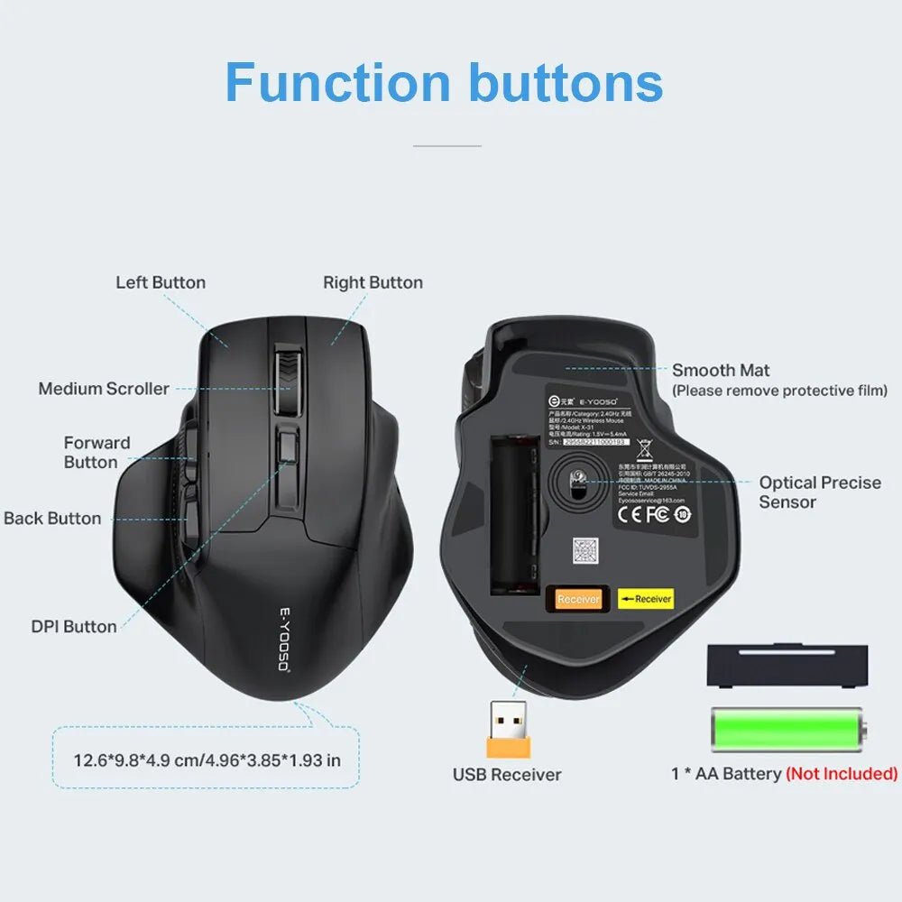 Best Gaming Mouse for Big Hands | E-YOOSO-PAW3212 4800 DPI 5 Buttons - Digital Edges | Online Electronics Store