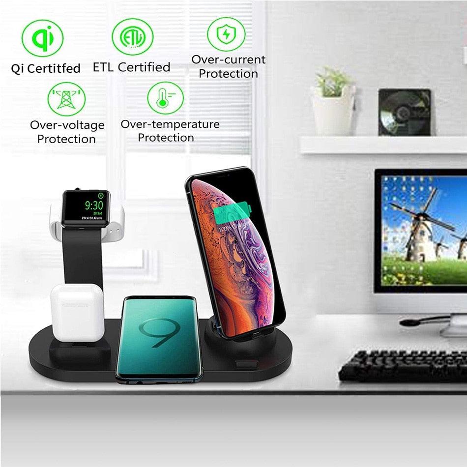 15W 7 in 1 Wireless Charger Stand Pad For iPhone 14 13 12 11 XR Apple Watch Airpods Pro iWatch 8 7 6 Fast Charging Dock Station