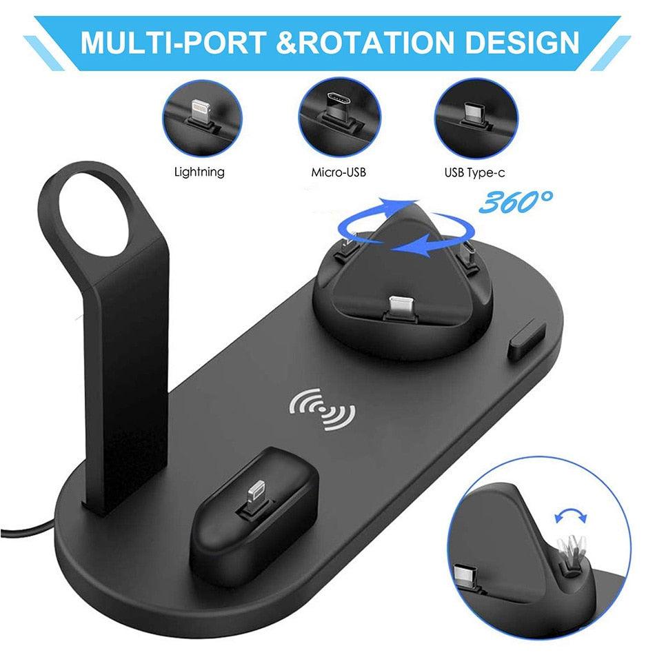 15W 7 in 1 Wireless Charger Stand Pad For iPhone 14 13 12 11 XR Apple Watch Airpods Pro iWatch 8 7 6 Fast Charging Dock Station