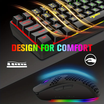 Wireless Gaming Keyboard And Mouse Combo, 2200mAh Mini 61 Keys Mechanical Feeling Keyboard With BT 5.1&2.4G Wireless Dual Modes,RGB Backlit Wireless Lightweight Gaming Mouse For PC/Gamer - Digital Edges | Online Electronics Store