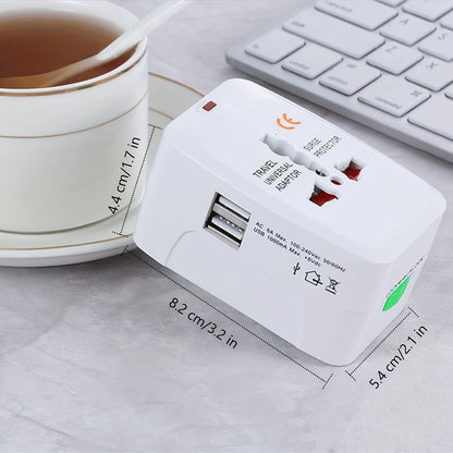 All In One Travel Wall Charger Plug Adapter (Smart High Speed 2 USB Charging Ports) USA EU UK France Italy Australia India Outlets - Digital Edges | Online Electronics Store