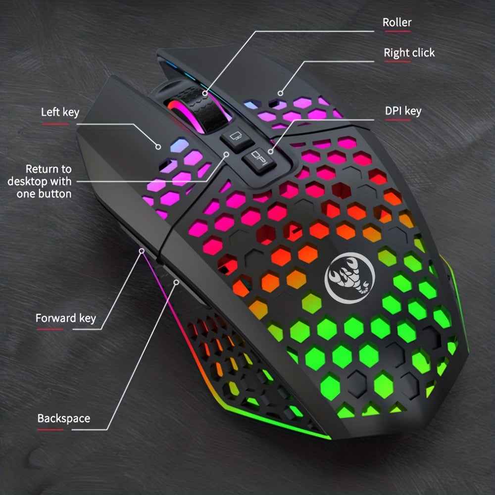 Upgrade Your Gaming Experience With This Rechargeable Wireless Honeycomb Mouse - RGB Lighting & USB Plug! - Digital Edges | Online Electronics Store