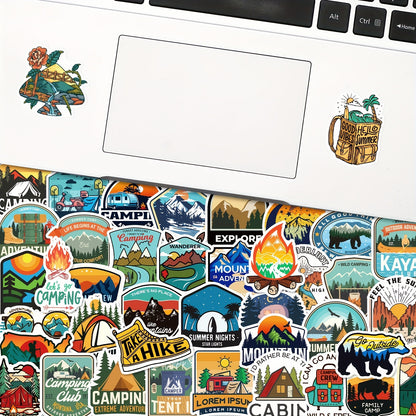50pcs Outdoor Hiking Adventure Camping Stickers Pack, Waterproof Vinyl Travel Wildlife Stickers For Water Bottle Laptop Cup Car, Wilderness Nature Decals For Camper Adults - Digital Edges | Online Electronics Store