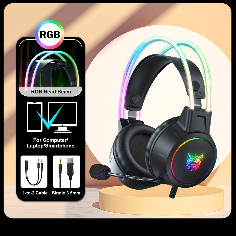 ONIKUMA Gaming Headset: RGB Aluminum Frame, Surround Sound, Compatible With PC & Mobile - Get Superior Audio Quality Now! - Digital Edges | Online Electronics Store