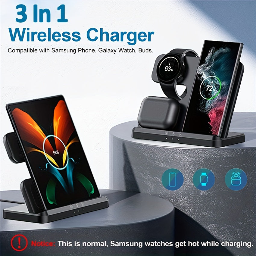 3 In 1 Fast Wireless Charger Stand For Samsung S22 S21 S20 Fold 4 Galaxy Watch 5 Pro 4 3 Active 2/1 Buds Charging Dock Station - Digital Edges | Online Electronics Store