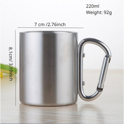 220/300ml Stainless Steel Cup, Carabiner Hook Handle Water Mug, For Outdoor Travel Camping Hiking - Digital Edges | Online Electronics Store