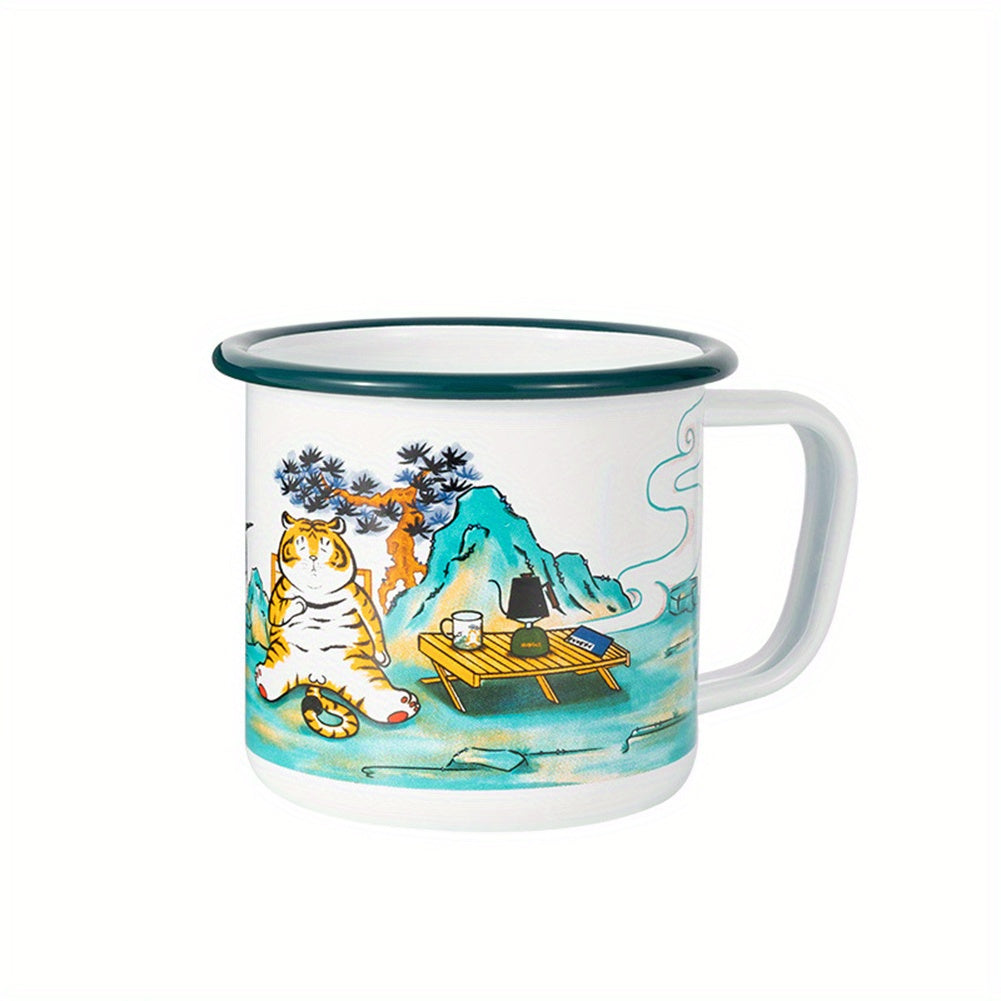 1pc, Durable Enamel Coffee Mug With Unique Print Design For Home, Camping, And Travel, Birthday Gifts, Christmas Gifts - Digital Edges | Online Electronics Store