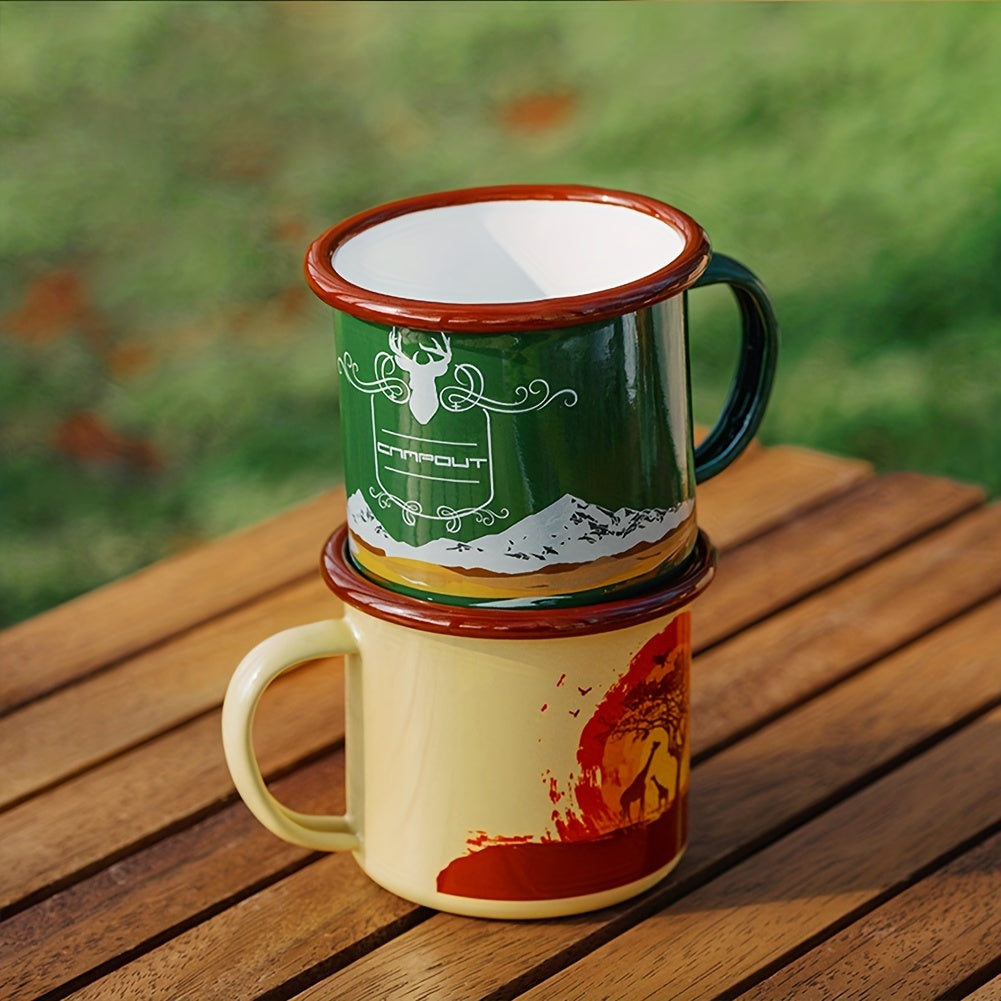 1pc, Durable Enamel Coffee Mug With Unique Print Design For Home, Camping, And Travel, Birthday Gifts, Christmas Gifts - Digital Edges | Online Electronics Store