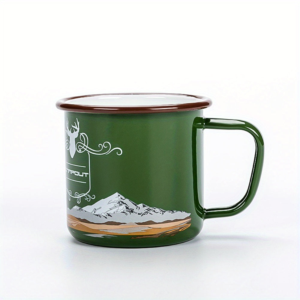 1pc, Durable Enamel Coffee Mug With Unique Print Design For Home, Camping, And Travel, Birthday Gifts, Christmas Gifts - Digital Edges | Online Electronics Store