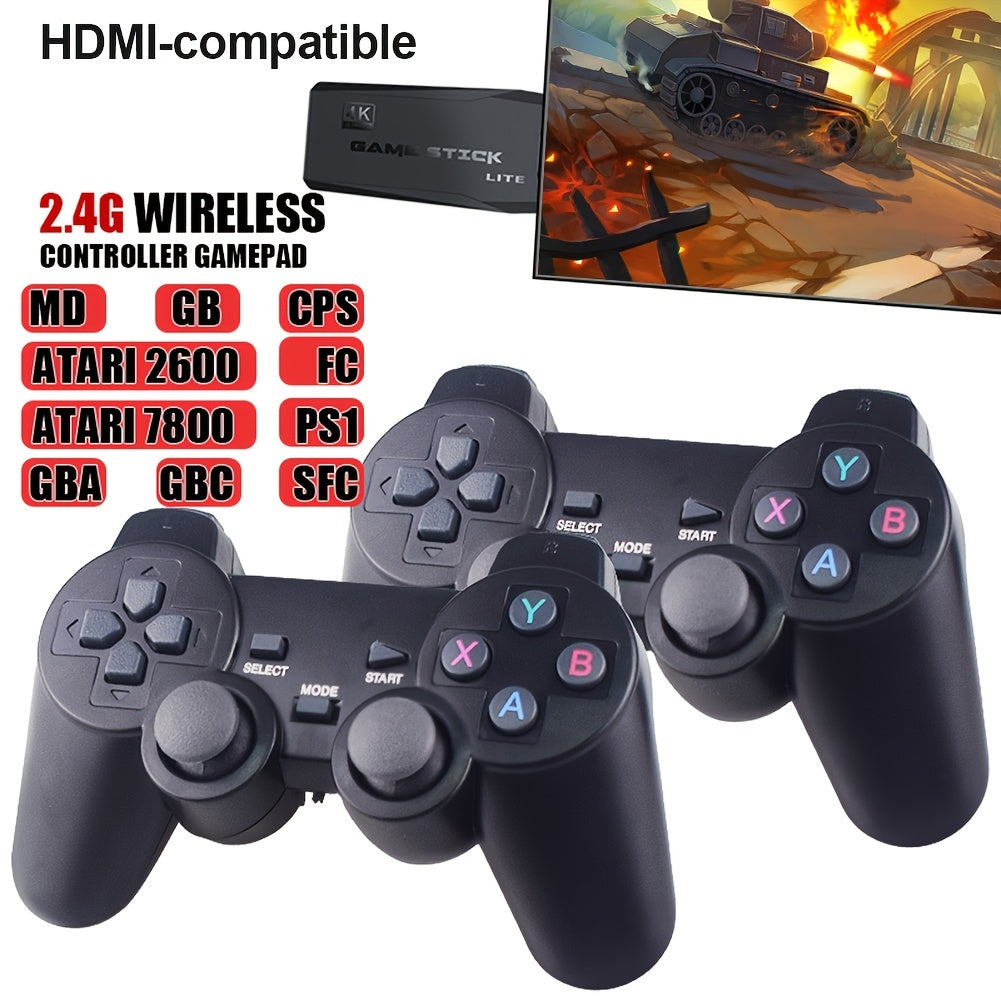 Wireless Retro Game Console, Plug & Play Video TV Game Stick With Games Built-in, 64G, A Lot Of Built In Games 9 Emulators, 4K HD interface Output For TV With Dual 2.4G Wireless Controllers - Digital Edges | Online Electronics Store