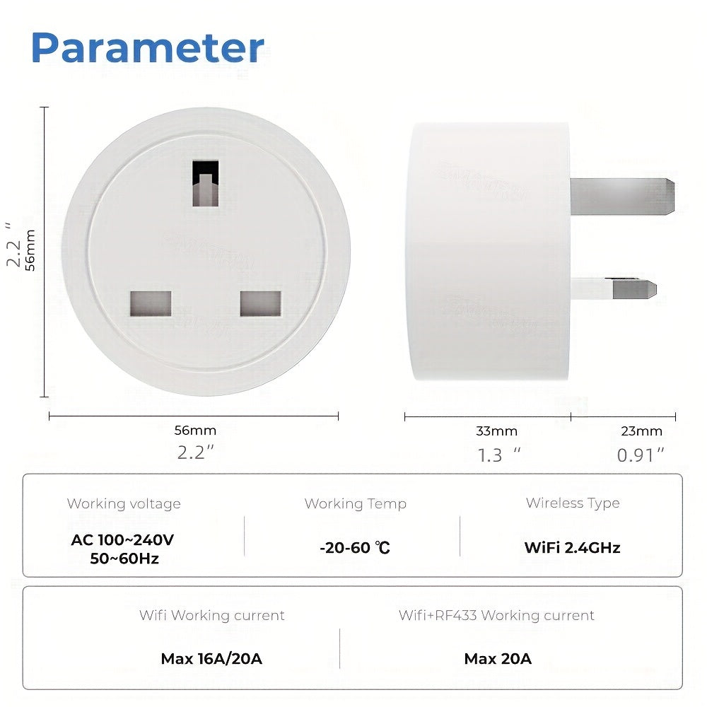 Smart Plug WIFI Socket UK 20A 16A Timing Function Tuya Smart Life APP Works With Alexa Google Home - Digital Edges | Online Electronics Store