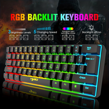 Wireless Gaming Keyboard And Mouse Combo, 2200mAh Mini 61 Keys Mechanical Feeling Keyboard With BT 5.1&2.4G Wireless Dual Modes,RGB Backlit Wireless Lightweight Gaming Mouse For PC/Gamer - Digital Edges | Online Electronics Store