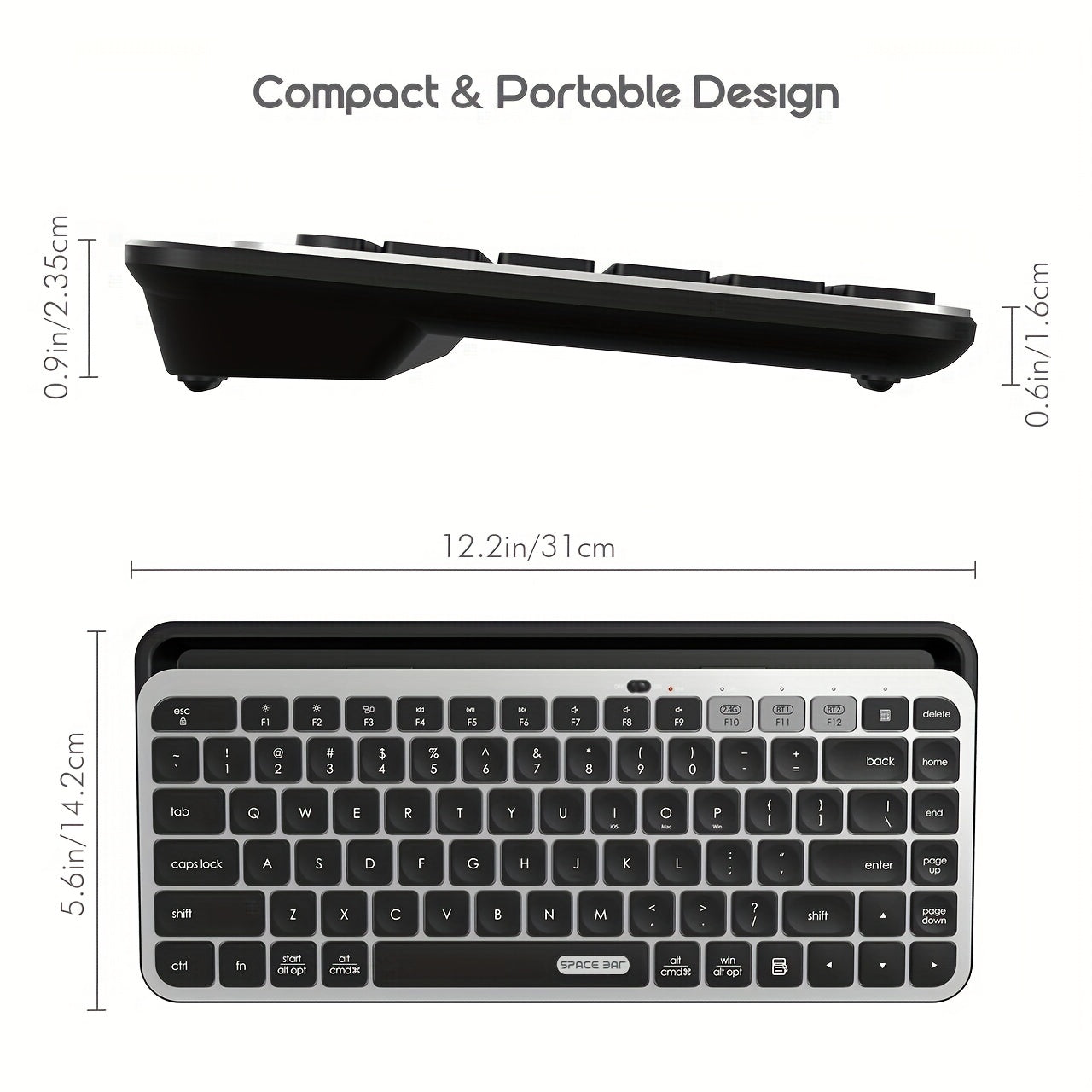 Dual-mode Wireless Keyboard Switch To 3 Devices, Suitable For IPad, PC, Tablet, Smart TV, MacBook, Laptop, IPhone, IOS, Mac OS, Windows, Android - Digital Edges | Online Electronics Store