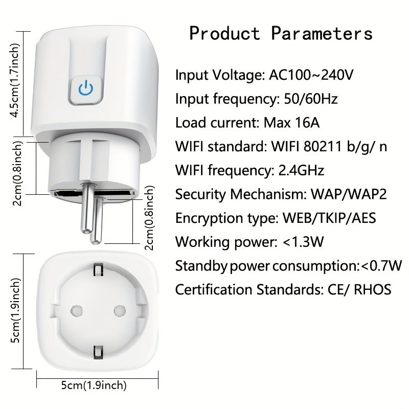 Smart Plug Wifi EU Power IOS & Android Install Tuya Or SmartLife APP, Socket Adaptor 16A Wireless Remote Siri Voice Control, Support Alexa Google Assistant DuerOS Rokid Dingtone Voice Control - Digital Edges | Online Electronics Store