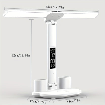 Table Lamp, LED Double-headed Multifunction Foldable Touch With Calendar Clock USB Desk Lamp - Digital Edges | Online Electronics Store